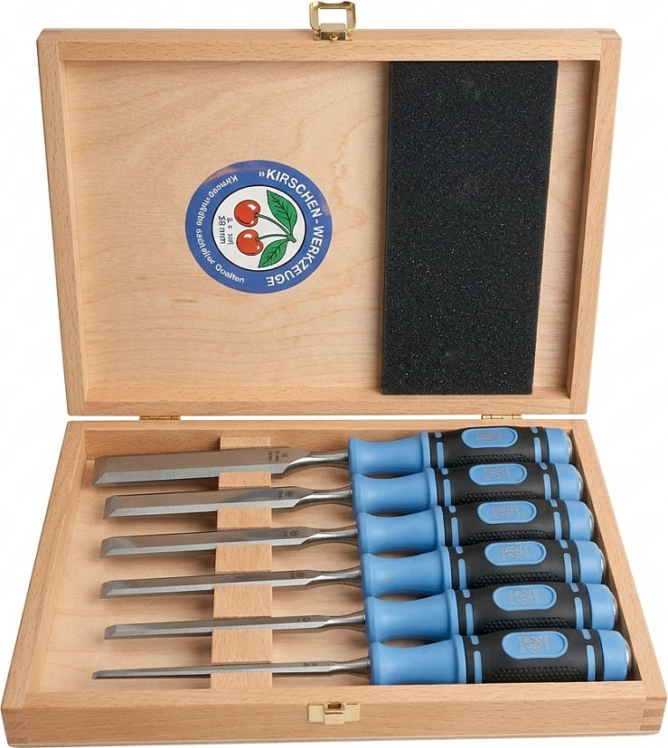 Set daltash druri Kirschen 1108 HK, 6 copë, në kuti druri, blu/zi