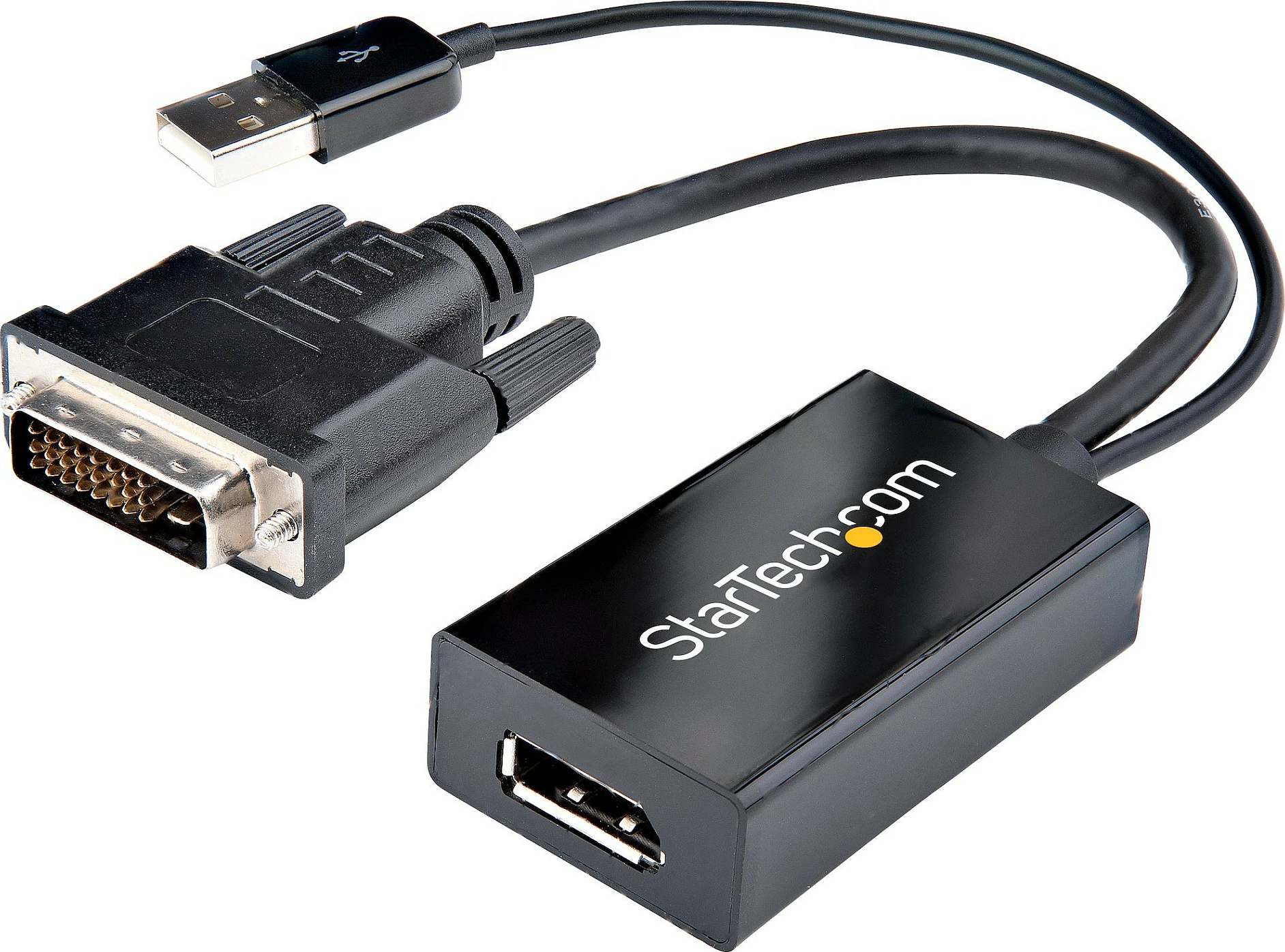 Adapter video StarTech DVI-D në DisplayPort, USB power, 0.254 m, 1920x1200, i zi