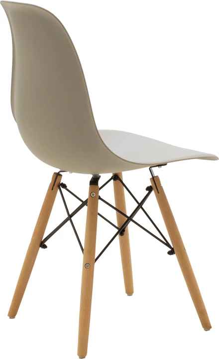 Karrige Julita, PP, ngjyrë kapuçino, këmbë druri natyral, 46x52x80cm, set prej 4 copësh