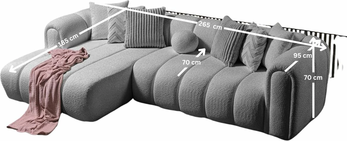 Këndare Atelier del Sofa, N-Line, kënd i majtë, ngjyrë gri