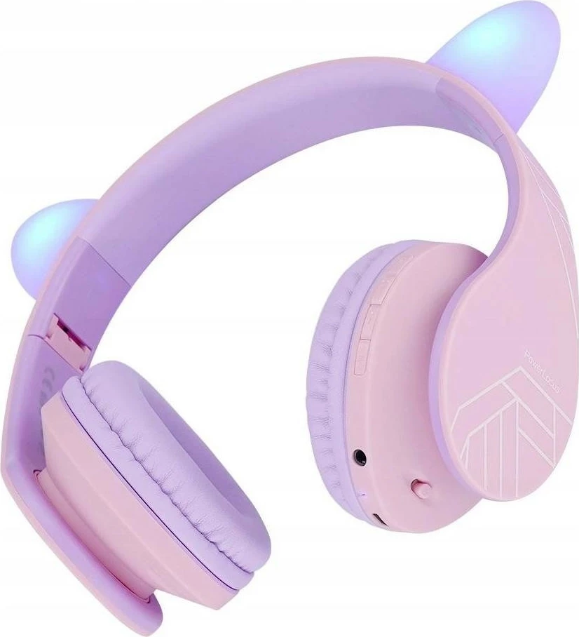Kufje PowerLocus Kids Cat, Bluetooth 5.0, on-ear, me mikrofon, 15 orë bateri, vjollcë