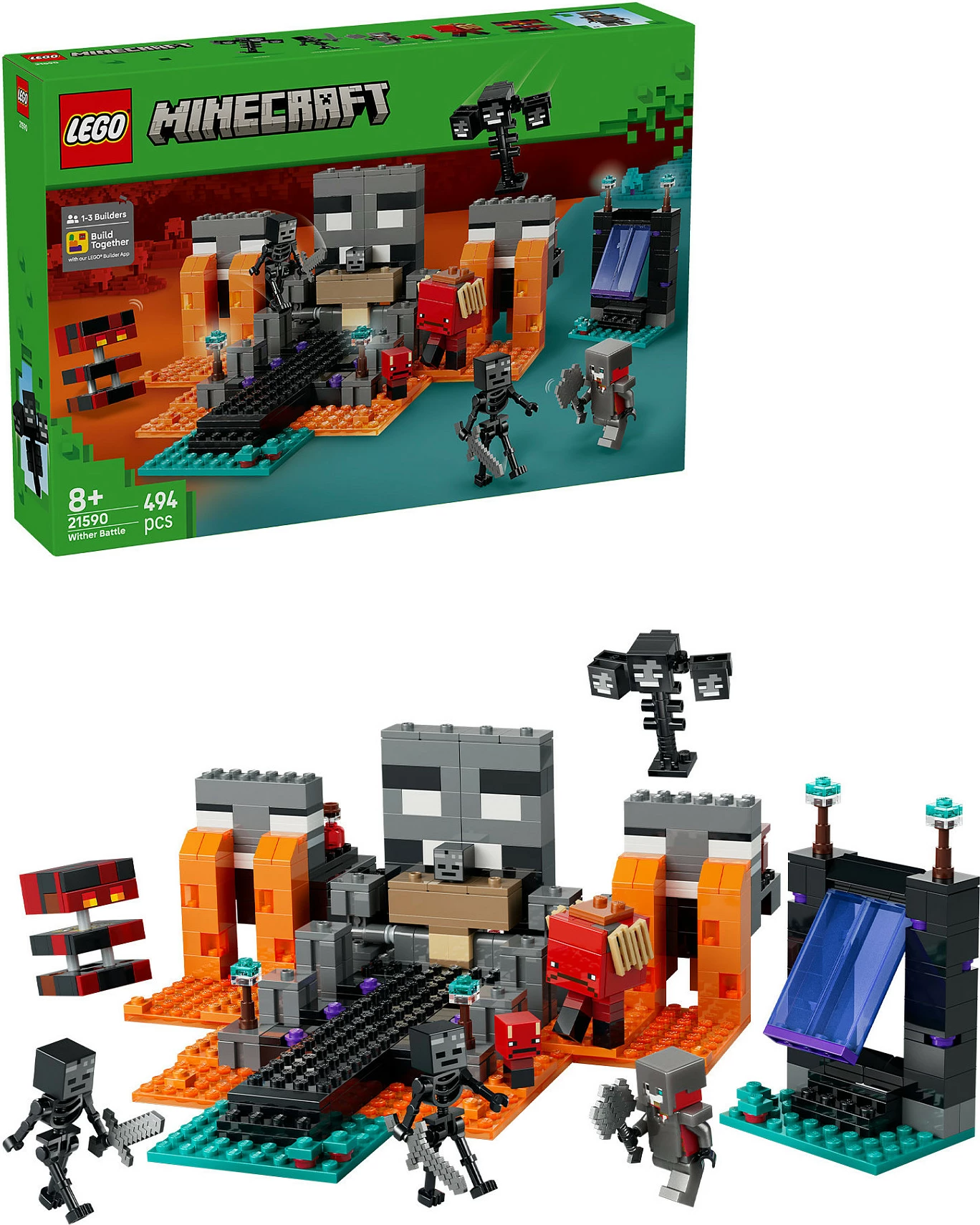 Set ndërtimi LEGO Minecraft Wither Battle 21590, 494 copë, 7 figura, shumëngjyrësh