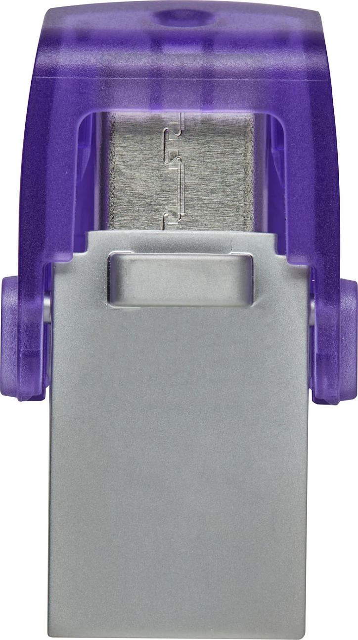 USB flash Kingston DataTraveler microDuo 3C 128GB, USB-A/USB-C, 200MB/s, stainless steel, purple