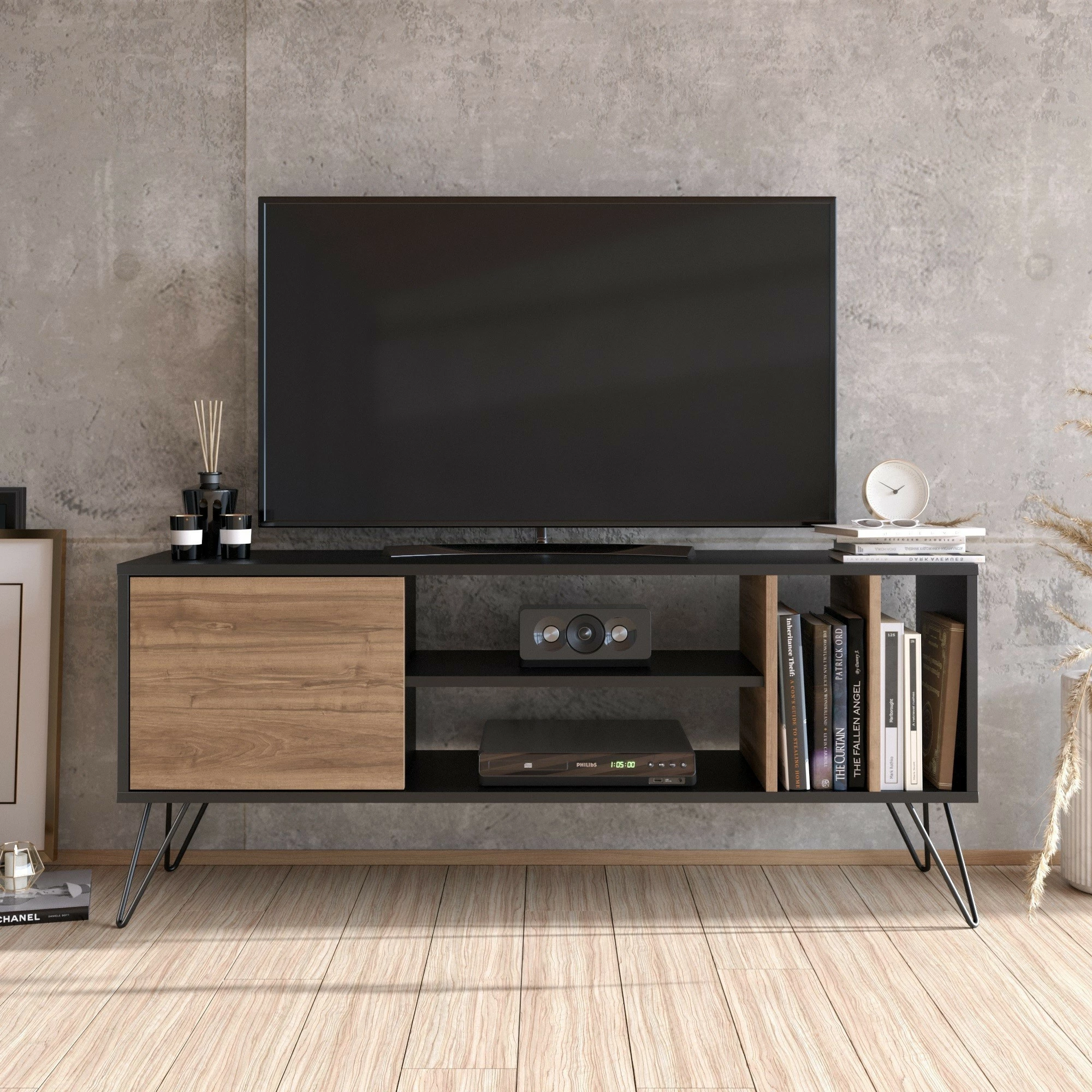 Komodë TV Hanah Home, Mistico (140), ngjyrë arre, e zezë