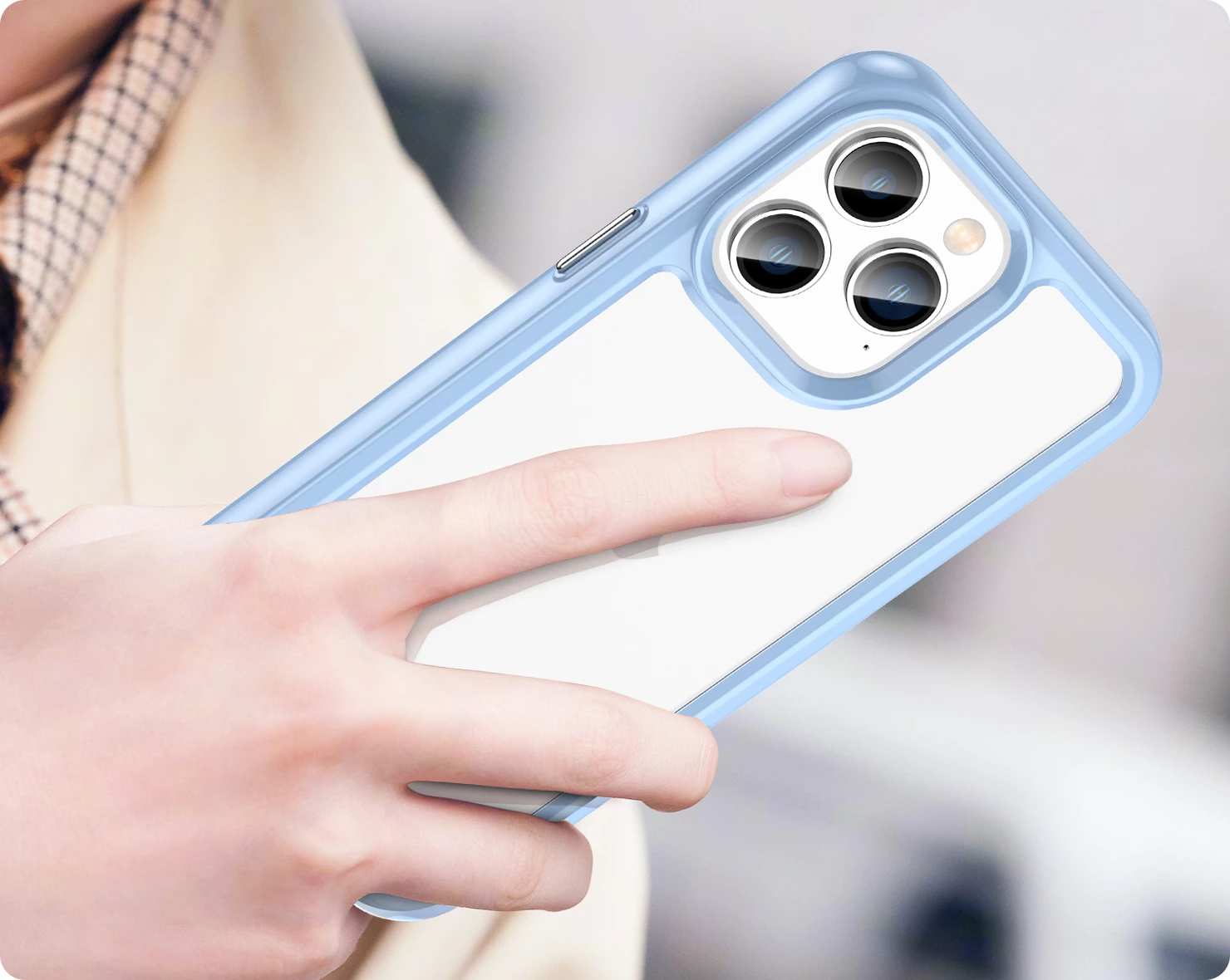 Mbështjellës Hurtel Outer Space Case për iPhone 14 Pro, hard cover me kornizë gel, Blu