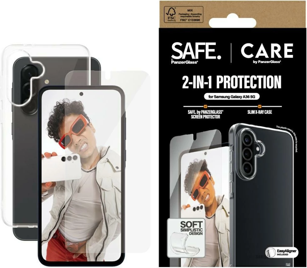 Mbështjellës + xham mbrojtës PanzerGlass CARE 2in1 për Samsung Galaxy A36 5G, transparent
