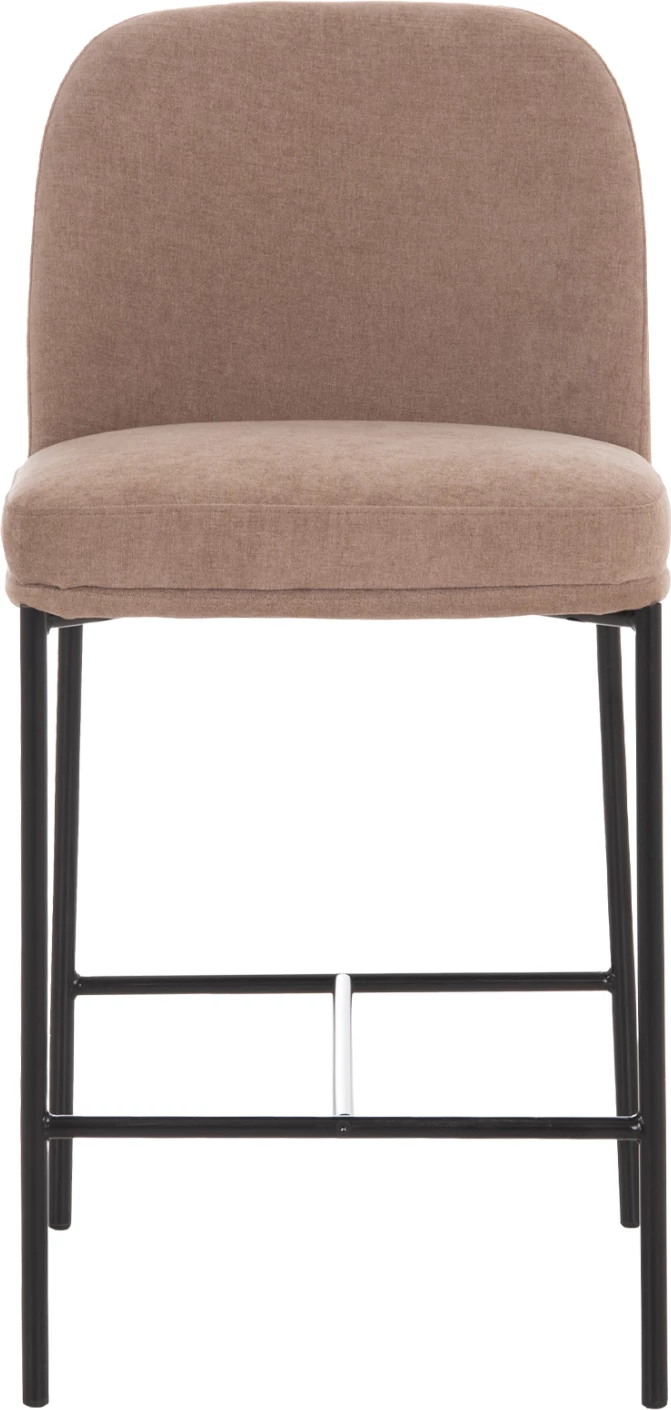 Karrige për bar mesatare MANIDO, stof taupe, kornizë metalike e zezë, 47x54x94cm, set prej 2 copë