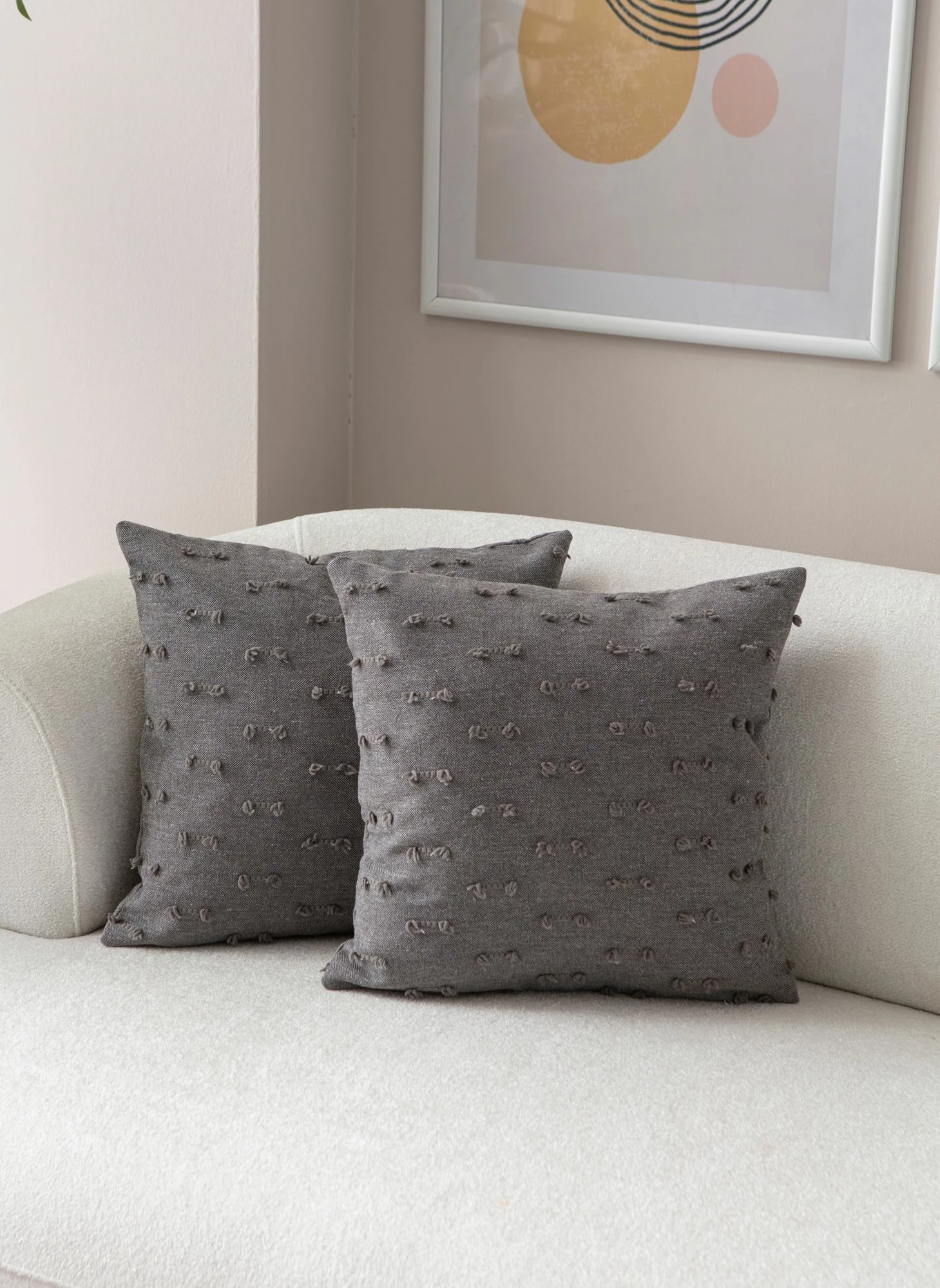Set mbulesash për jastëk (2 copë), Evila Originals, Tuffet, ngjyrë gri, 43x43cm