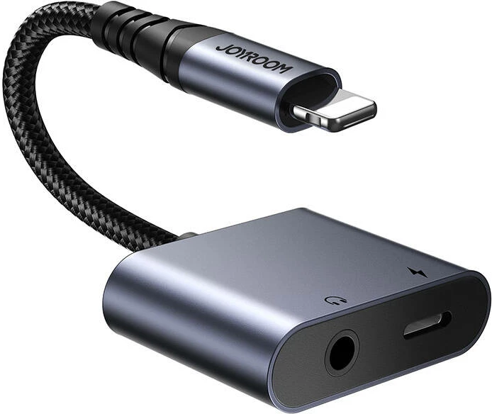 Adapter audio 2-në-1 Joyroom SY-L01, Lightning në 3.5mm + Lightning, argjend