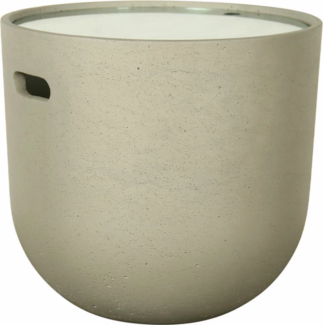 Tavolinë e ulët Cap, ngjyrë çimento e çelët, 49x49x45