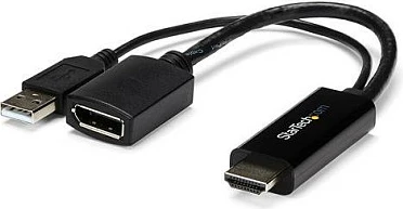 Adapter StarTech HDMI në DisplayPort STDP2600, 4K@30Hz, aktiv, USB power, i zi