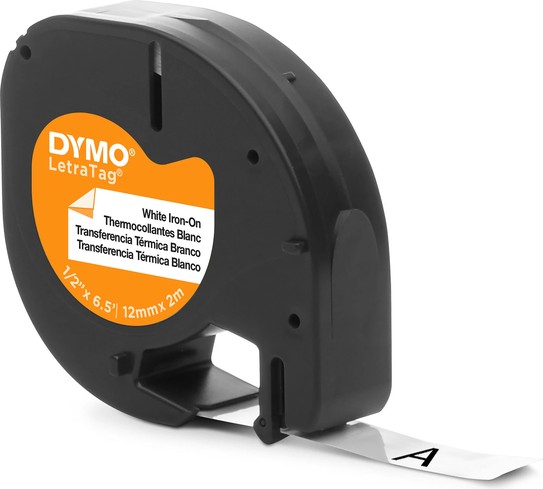Shirit etikete Dymo LetraTag Iron-On, 12 mm x 2 m, bardhë