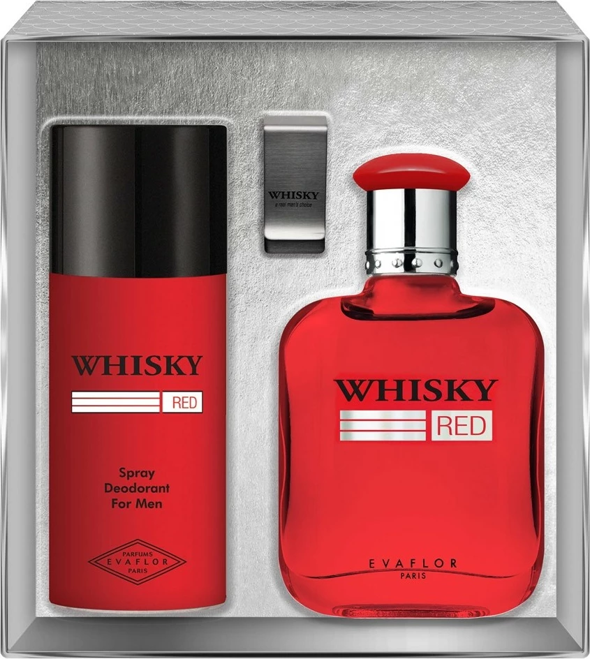 Set Eau de Toilette dhe deodorant për meshkuj Evaflor Whisky Red, 100ml + 150ml