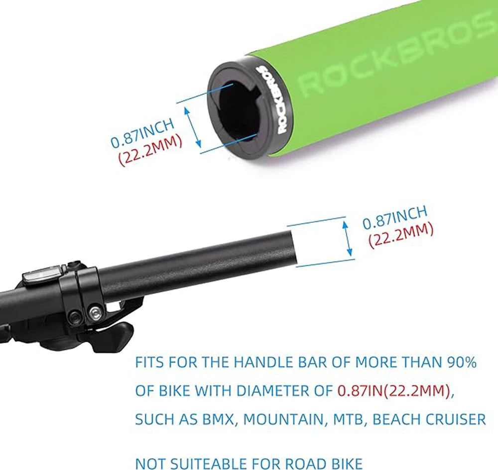 Doreza timoni për biçikletë Rockbros BT1001GNBK, sfungjer, Jeshile e zezë