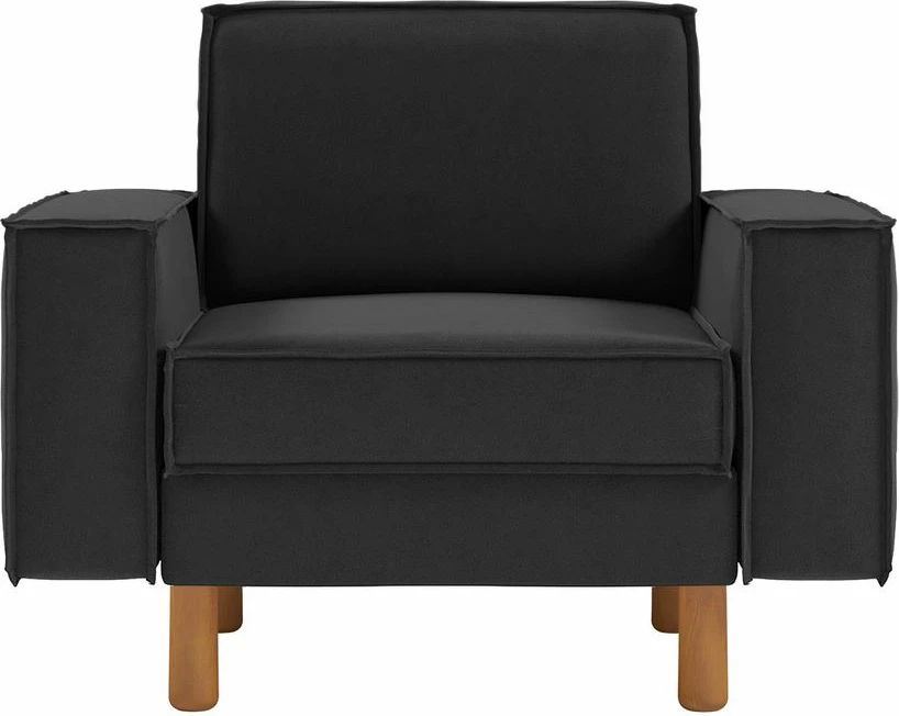 Karrige një vendëshe Atelier del Sofa, ngjyrë gri e natës, këmbë dru arre, Sparrow 1