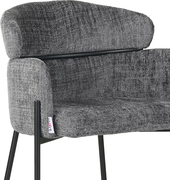 Karrige për bar Tolerse, material stof ngjyrë gri e çelët, këmbë metalike të zeza