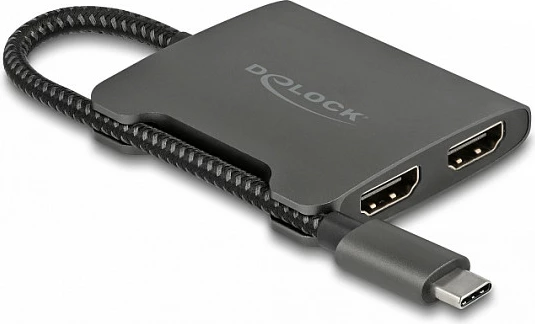 Adapter DeLOCK USB-C (DP Alt Mode) në 2x HDMI MST, 4K 60Hz, i zi
