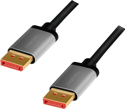 Kabllo DisplayPort LogiLink DP në DP, 2 m, 8K/60Hz, alumin, zi/hiri