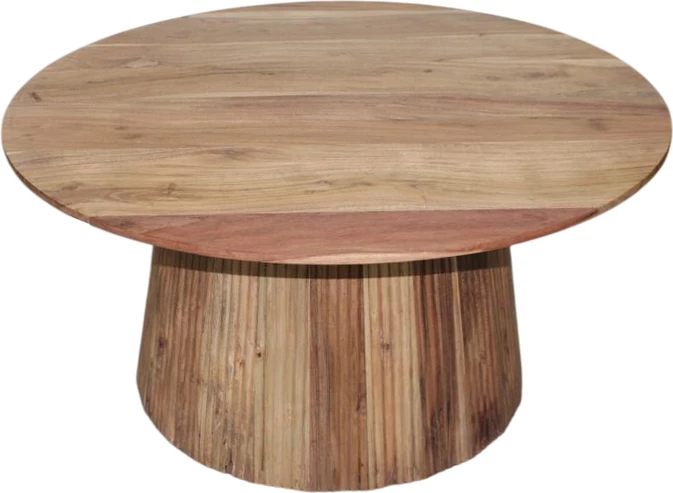 Tavolinë kafeje Canicule I, dru akacie i fortë, ngjyrë natyrale, Φ80x40cm