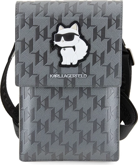 Mbështjellës Karl Lagerfeld KLWBSAKHPCG Saffiano Monogram Choupette, argjendtë