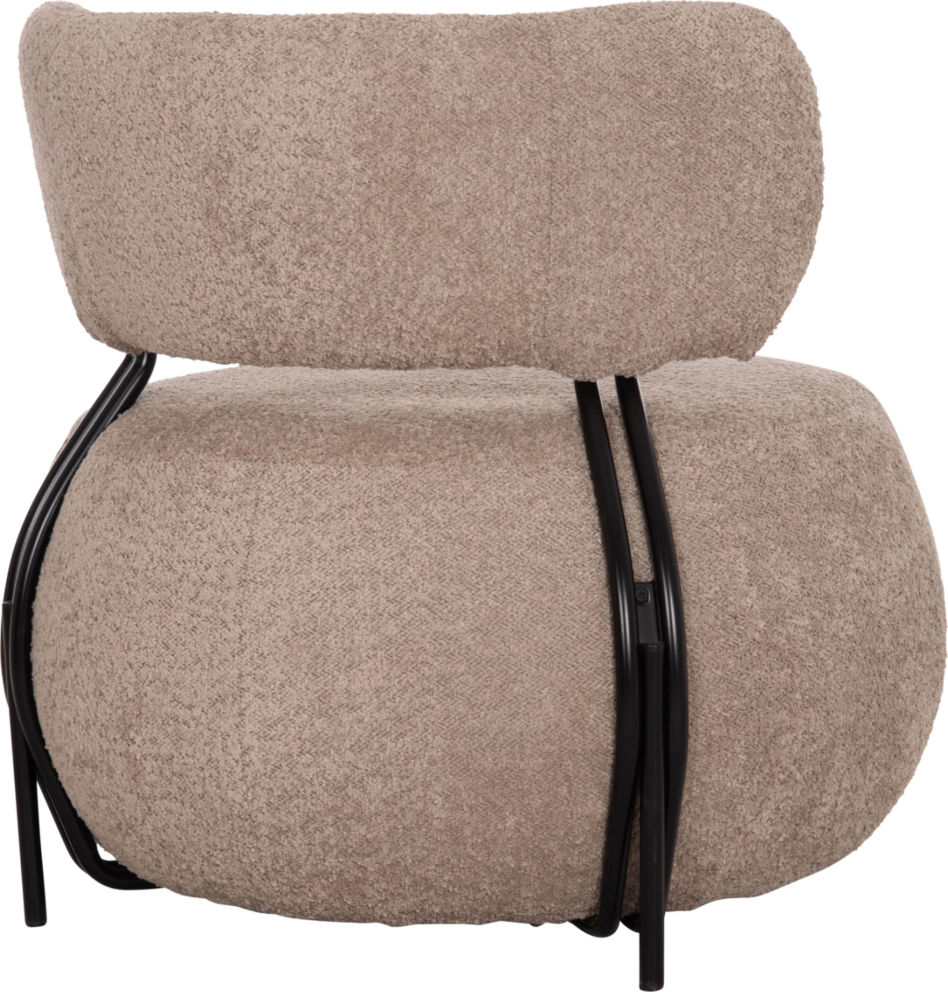 Karrige lounge e rrumbullakët KARSEN, stof boucle bezhë e errët, FH9598.08, 79x82x74cm