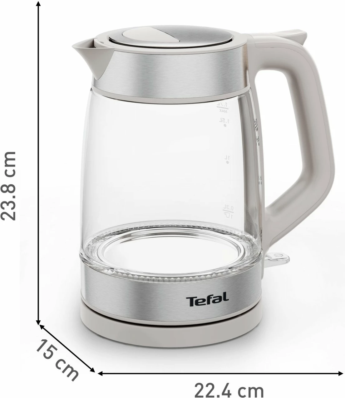 Çajnik elektrik Tefal KI605B30 1.7L 2200W, argjendtë/transparent