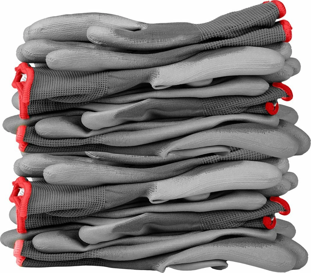 Doreza pune Neo 97-646-7, poliester me veshje PU (EN388 4131X), madhësia 7, gri