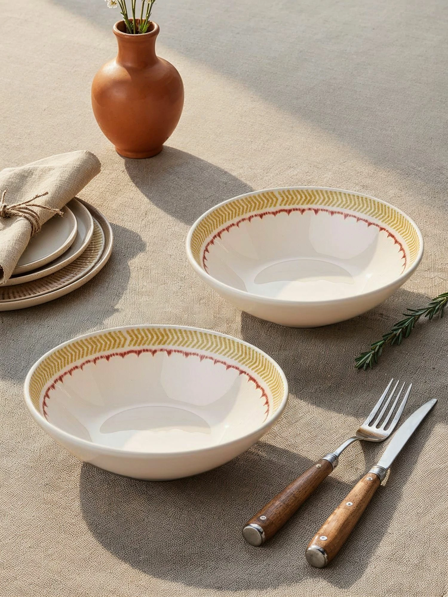 Set tasash (6 copë), Hermia Concept, Felix, ngjyrë e bardhë, e kuqe kafe, e verdhë