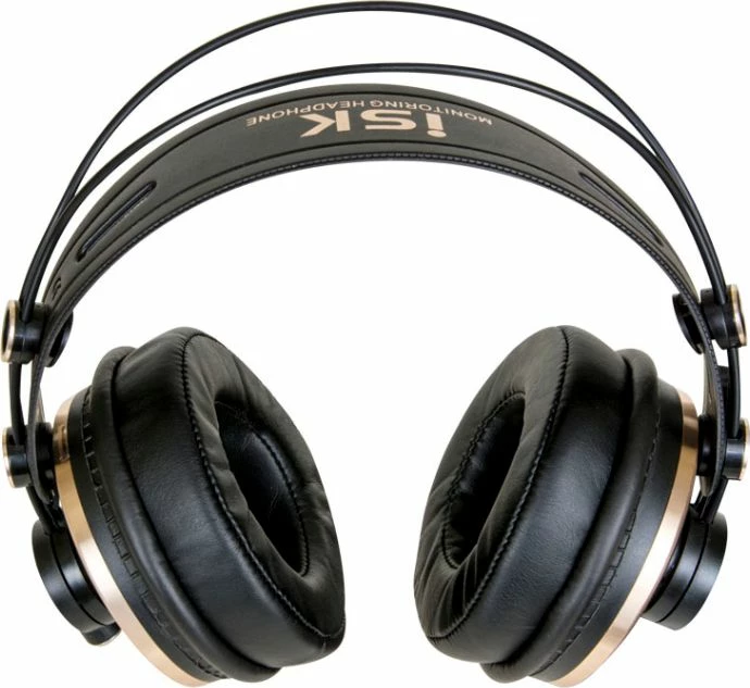 Kufje ISK HD-9999 50mm, 32Ω, 3.5mm/6.3mm, kabllo e shkëputshme, set me 2 kabllo + adapter + kuti + jastëkë shtesë, e zezë me të artë