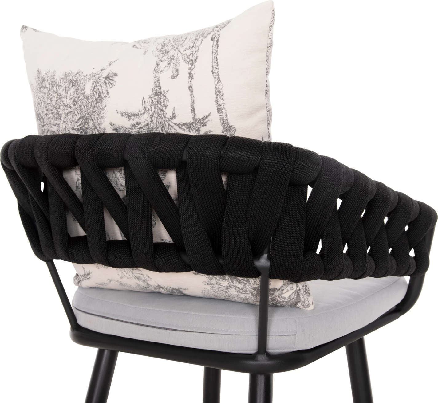 Karrige për bar alumini CAMDEN FH6142.01, ngjyrë antracit, me jastëk mbrapa ecru me dizajn print, 56x60x108H cm