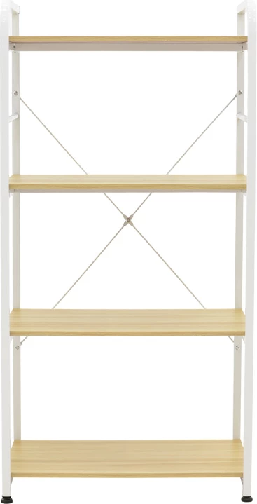 Raft në këmbë Depo, metal i bardhë-MDF, hije natyrale, 60x40x120cm