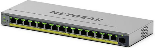 Switch NETGEAR Easy Smart GS116EP, 16x Gigabit PoE+ 180W, desktop/montim në mur, gri