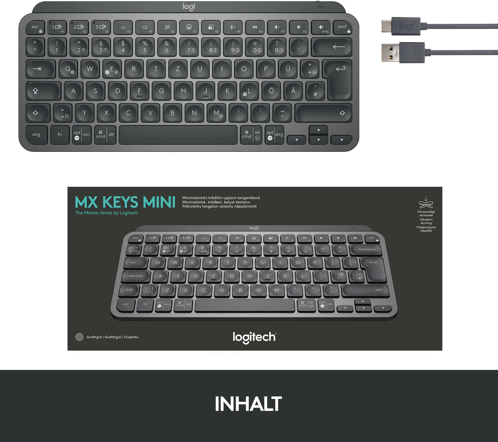 Tastierë wireless Logitech MX Keys Mini, me ndriçim, e zezë