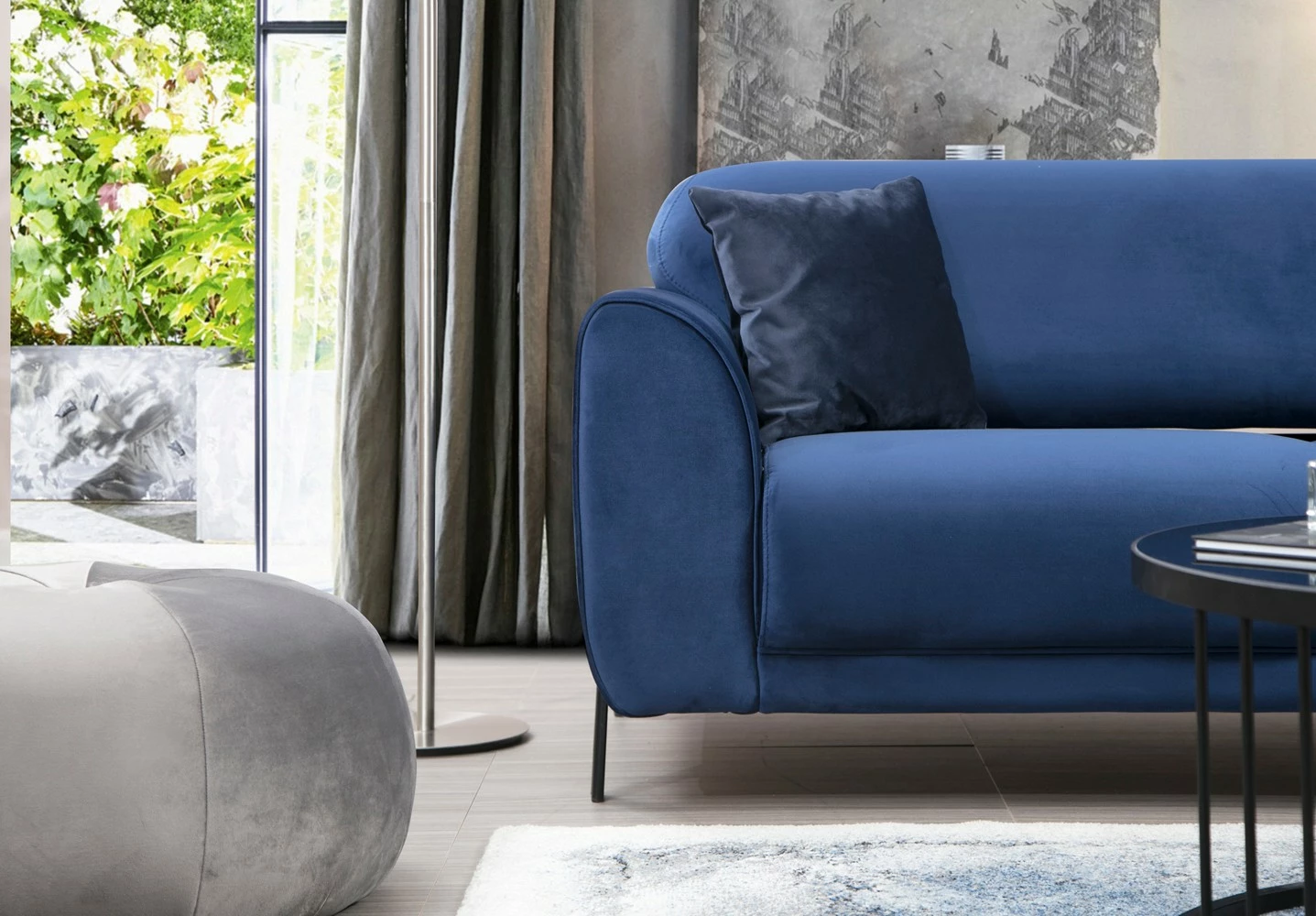 Kënd divan-krevat Atelier del Sofa, kënd i djathtë, ngjyrë blu e errët (L3-Chl)