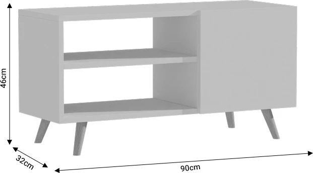 Komodë TV Orianne, melaminë, e bardhë-natyrale, 90x32x46cm