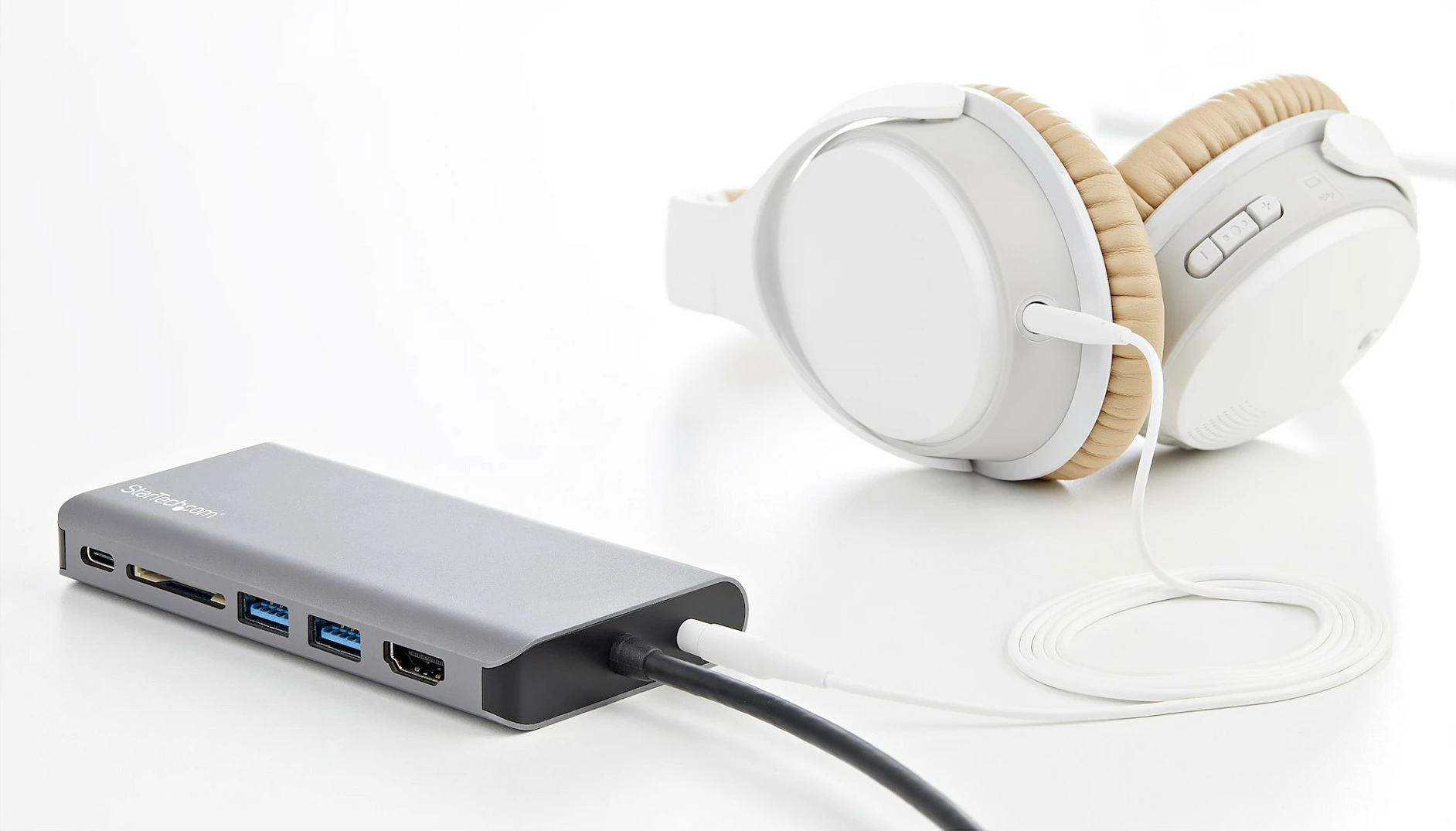 Adapter multiport USB-C StarTech DKT30CHVAUSP, mini docking me HDMI 4K, VGA, 100W PD, USB 3.0, LAN, SD, gri