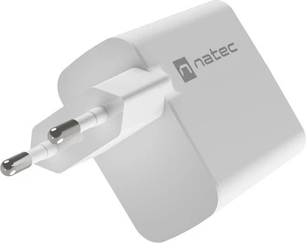 Karikues Natec Ribera GaN 65W me USB-A dhe USB-C, i bardhë