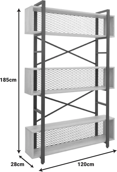 Raft librash Fifer, ngjyrë lisi-e zezë, 120x28x185cm