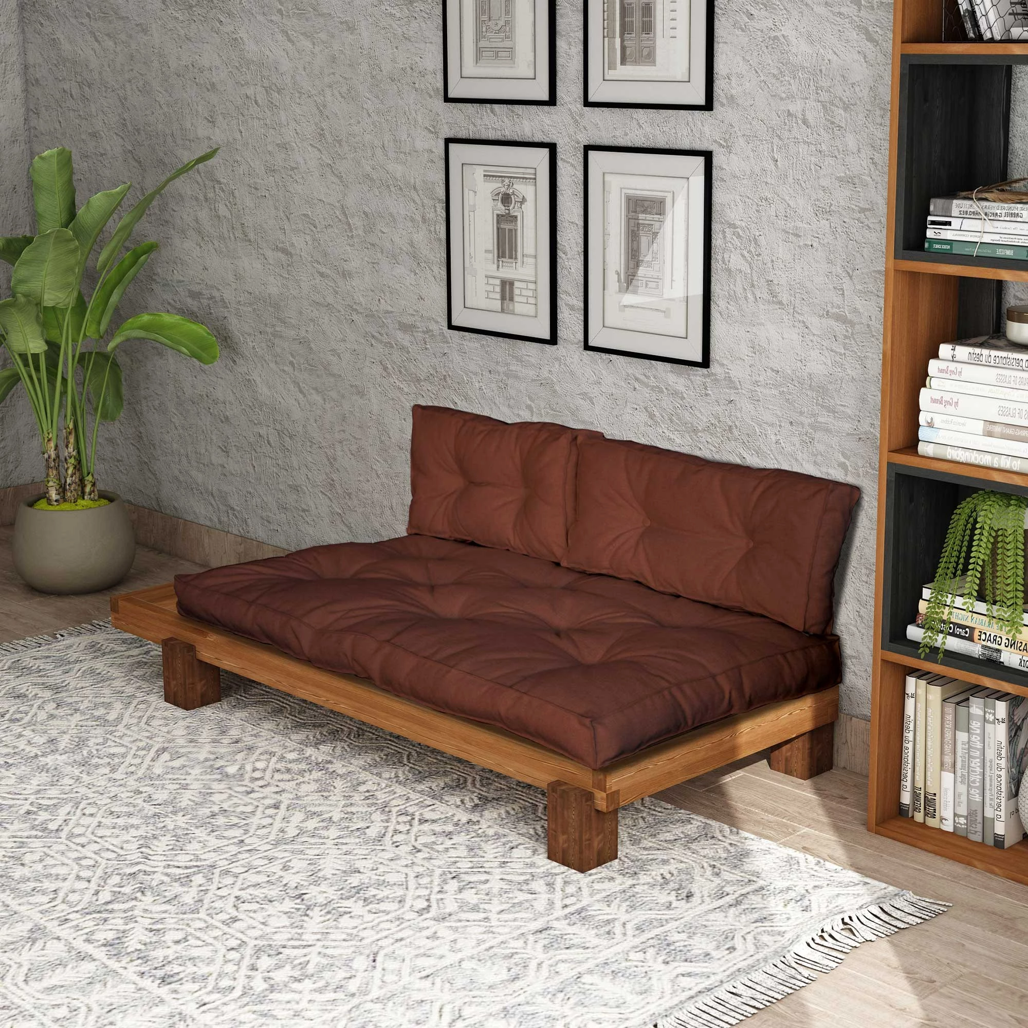 Lounge Atelier del Sofa, ngjyrë teak dhe e kuqe, CPT8377-200