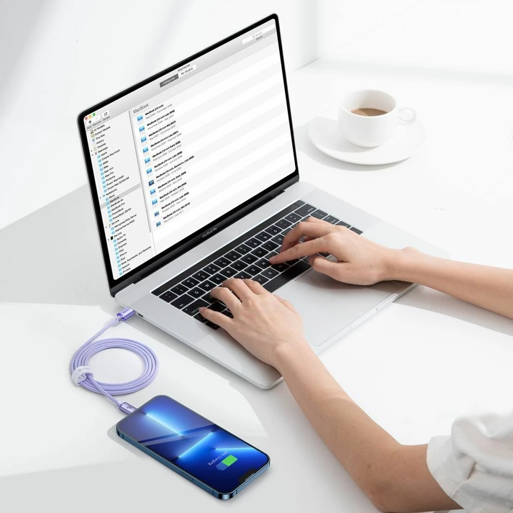 Kabllo USB-C në Lightning Baseus Crystal Shine 1.2 m 2.4A USB 2.0, vjollcë, 1 copë