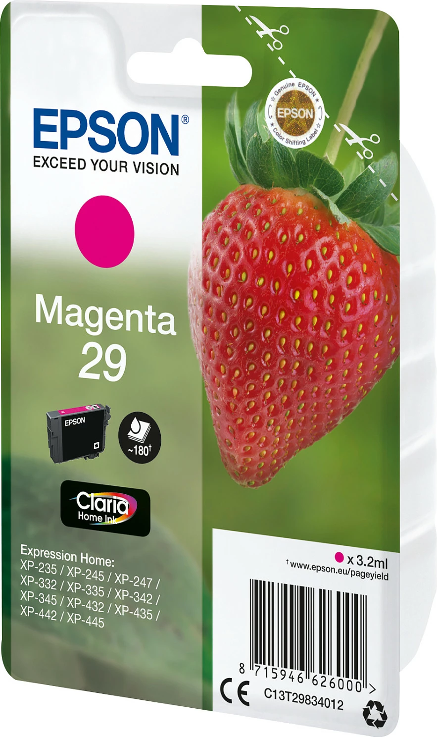Toner Epson Strawberry Singlepack Magenta 29, 3.2 ml, 180 faqe