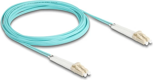 Kabllo fibër optike DeLOCK LC Duplex në LC Duplex, OM3 multimode, 5 m, konektorë të këndshëm, aqua