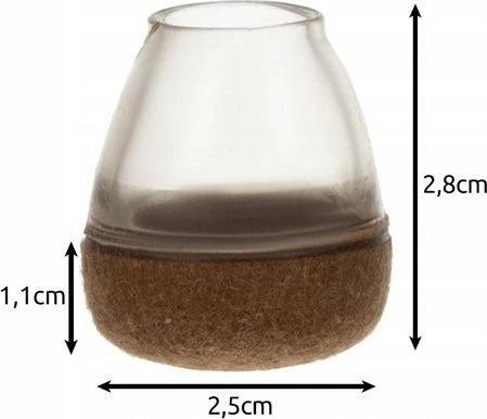 Mbrojtës këmbësh karrige Ruhhy 13-23 mm, PVC+felt, i rrumbullakët, transparent/kafe e çelët, set 4 copë