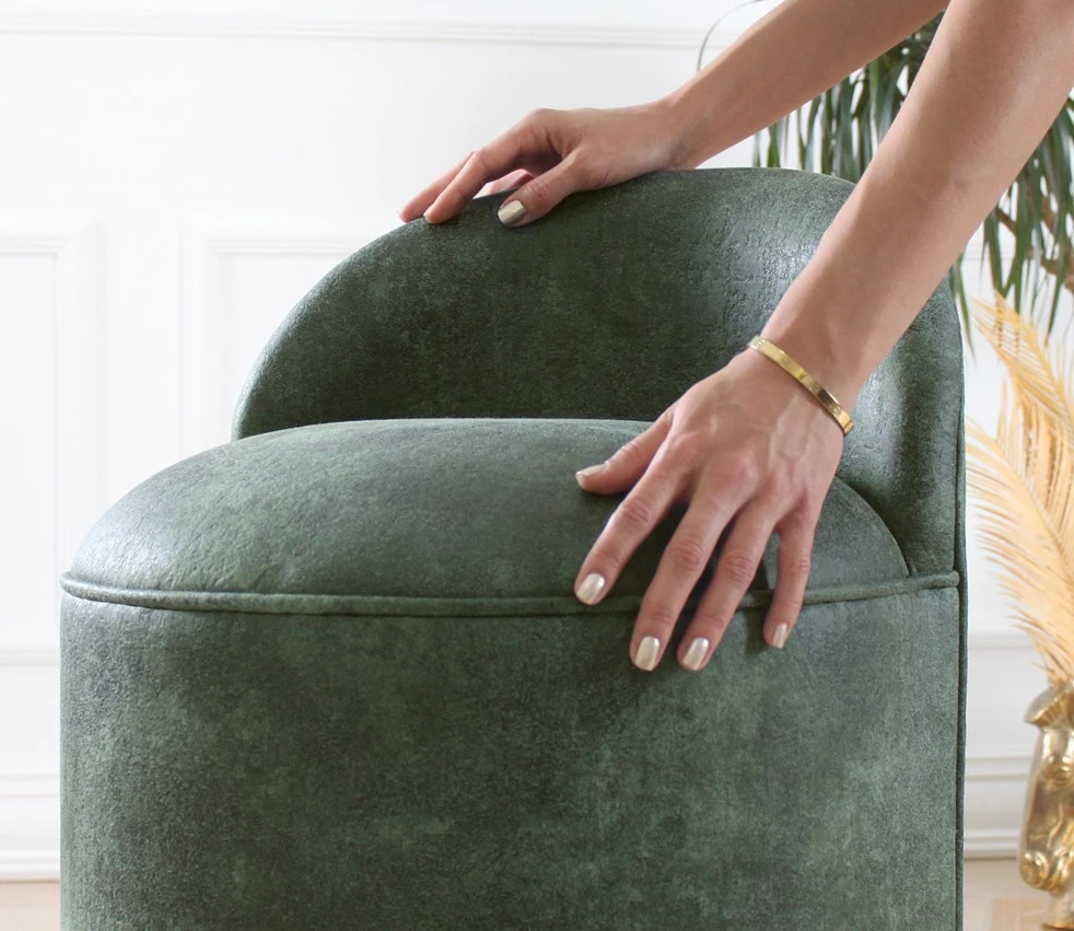Puf Atelier del Sofa, Luton, lëkurë nubuck, ngjyrë e gjelbër