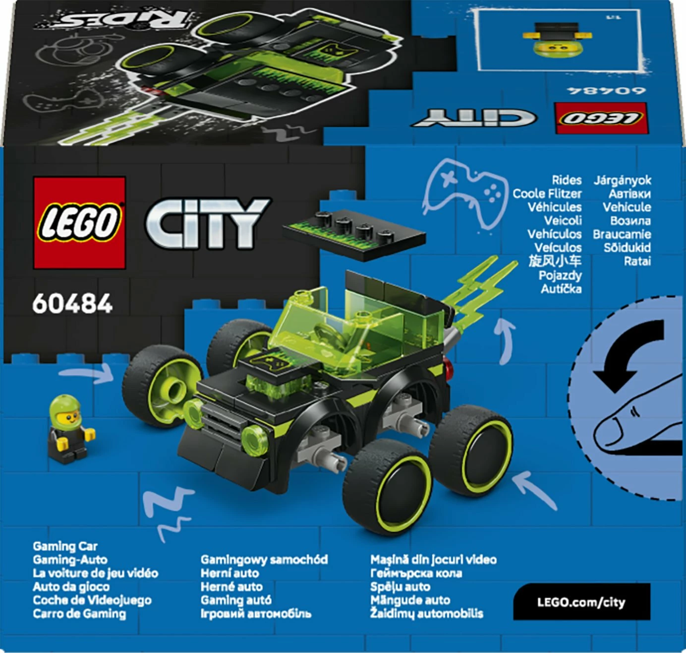 Set LEGO City Vehicles LEGO 60484 Gaming Race Car, 64 copë, 5+, zi/jeshile neon