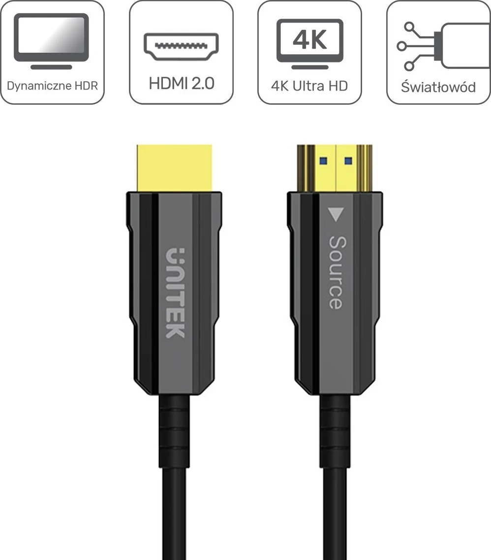 Kabell HDMI Unitek 2.0 AOC 4K 60Hz, 50 m, i zi