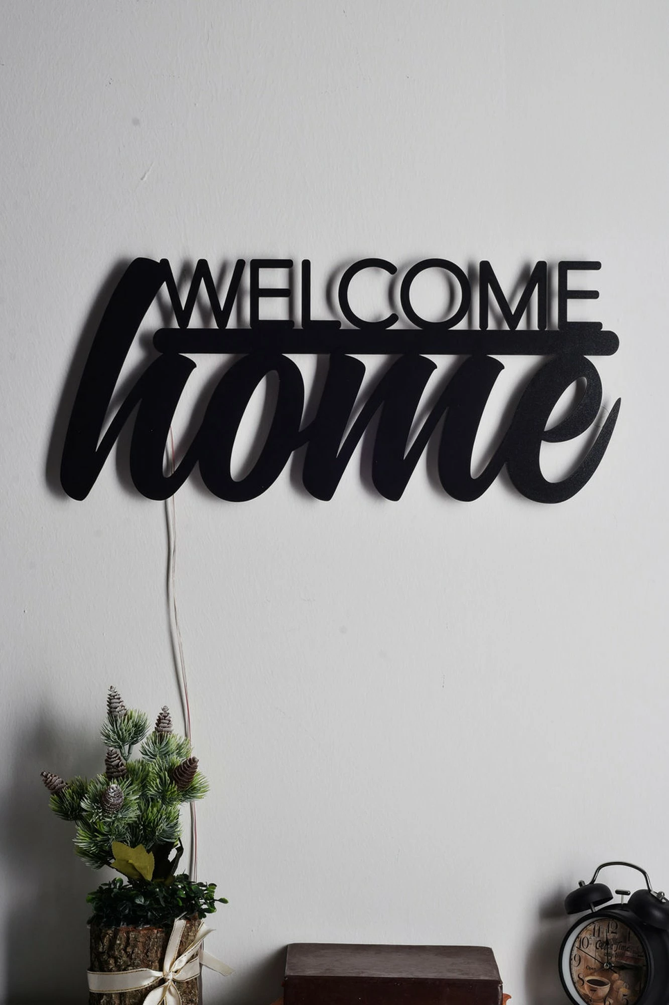 Dritë dekorative LED për mur, Welcome Home, e verdhë