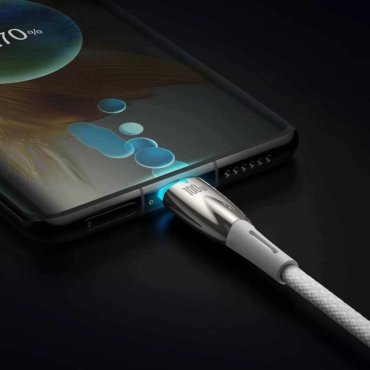 Kabllo USB-C Baseus CADH000802, 2m, 100W, 5A, e bardhë