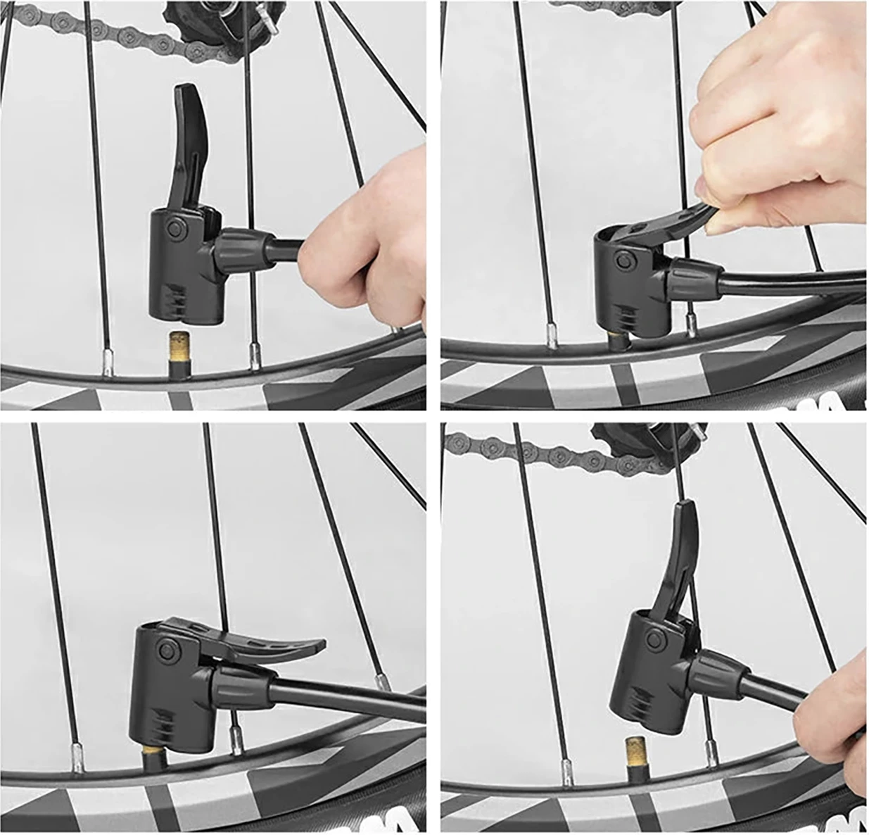 Pompë këmbë për biçikletë Rockbros 4522L, ultralehtë 100 PSI, AV/FV, me 3 adaptera, e zezë