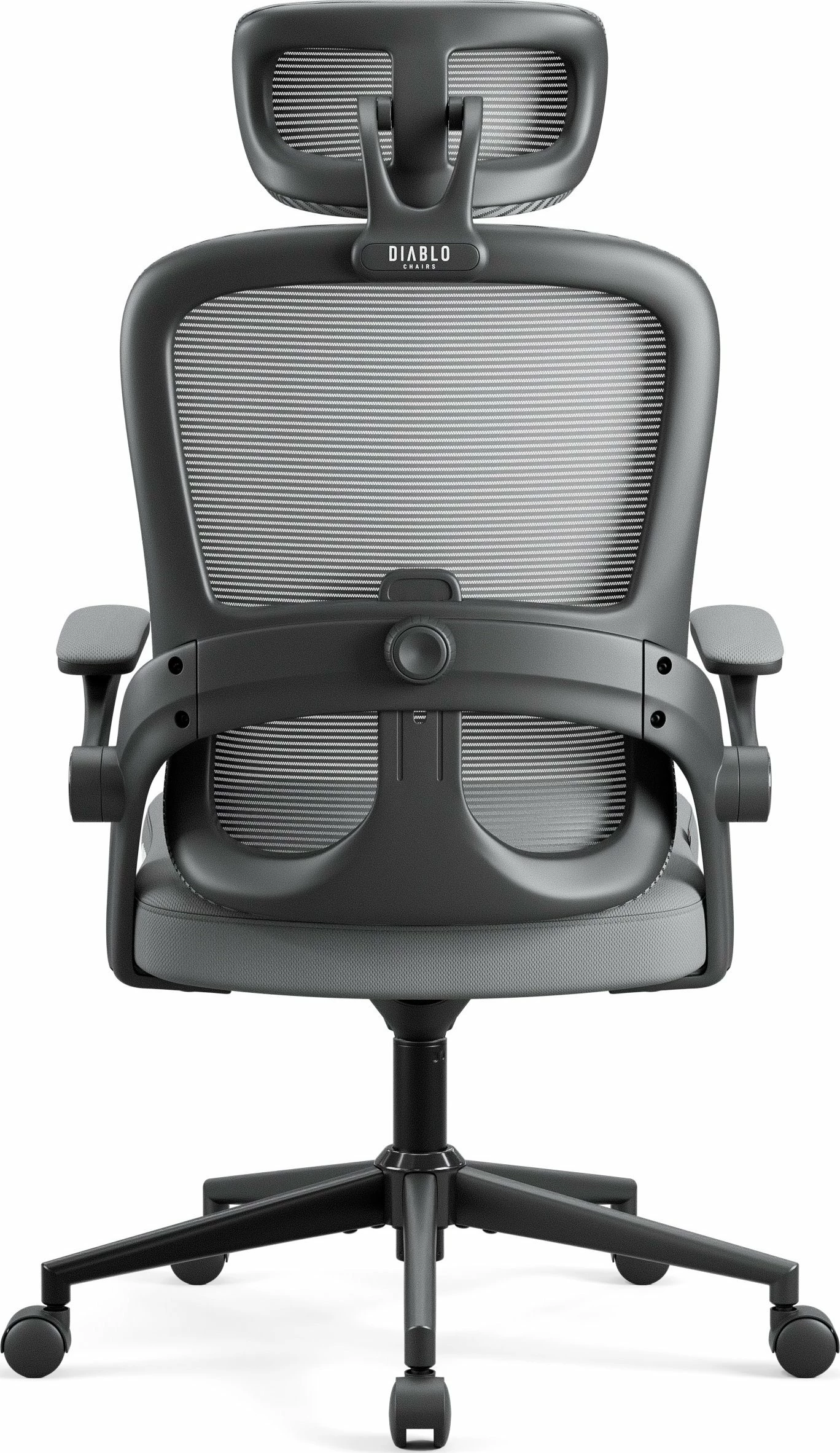 Karrige zyre ergonomike Diablo Chairs V-Light, rrjetë mesh, 3D mbështetëse krahu, gri
